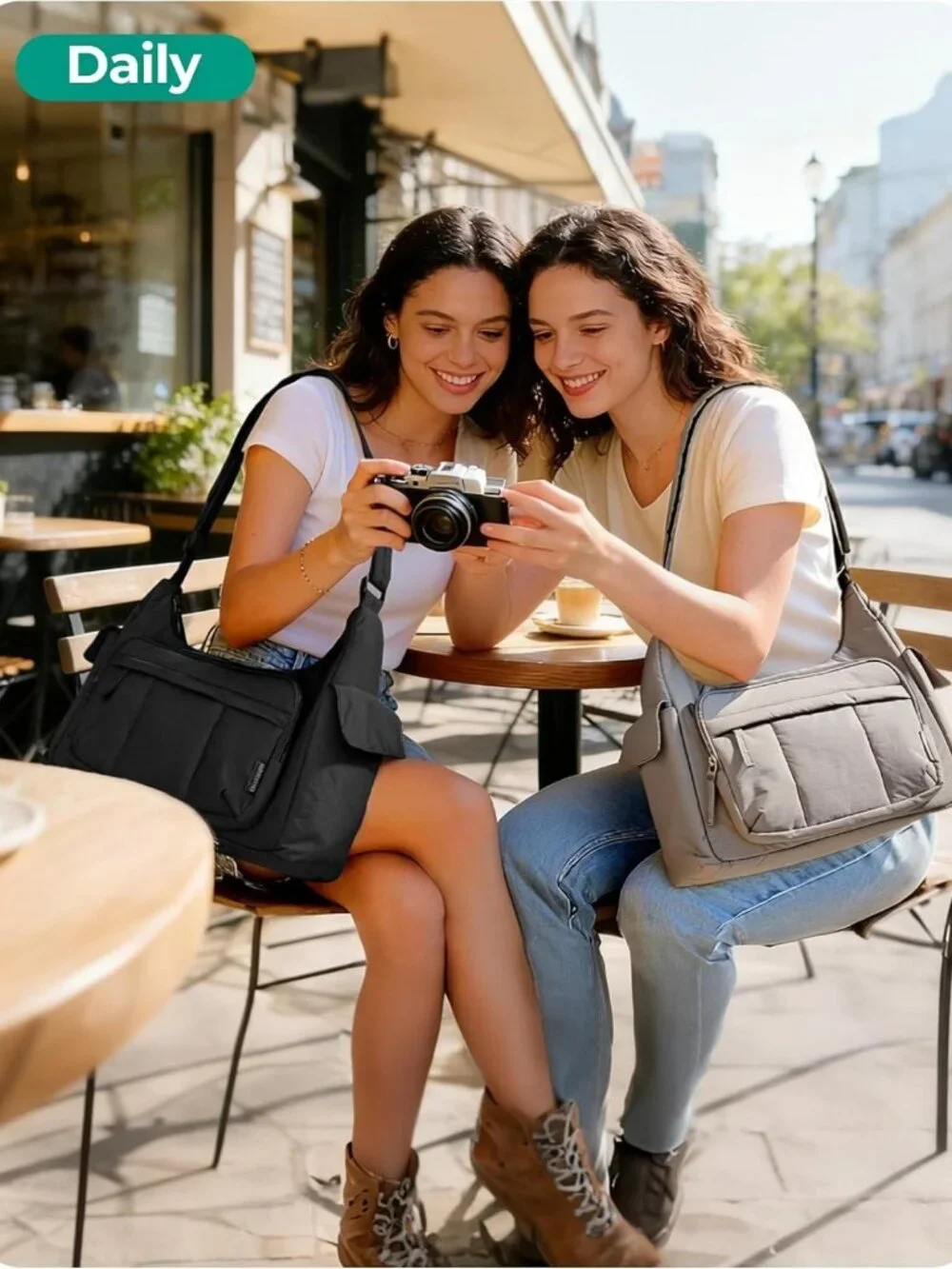 Stylish 2-in-1 Puffy Camera Bag & Everyday Shoulder Bag for Photographers